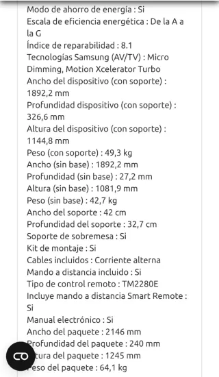 TV Samsung 85 Neo QLED QE85QN85BATXXCO