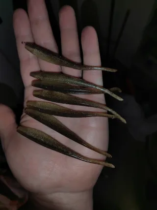 Caja de pesca con señuelos y vinilos depredador