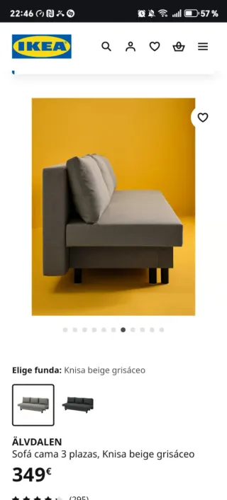 Sofá cama beige con canapé