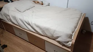 Cama 90x200cm y escritorio madera
