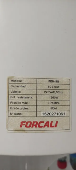 Termo eléctrico Forcali 80L