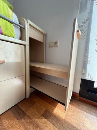 Cama nido doble con cajones, cabecero y escritorio