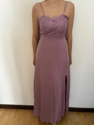 Vestido largo rosa talla S 6€