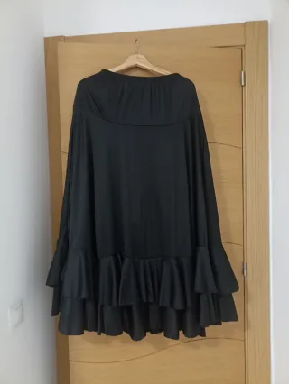Falda flamenca mujer negra doble volante.