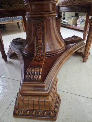 Set mesa de comedor y 6 sillas de madera de lujo