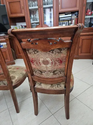 Set mesa de comedor y 6 sillas de madera de lujo