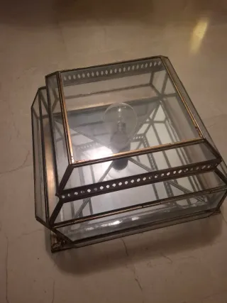 Lámpara de techo de cristal y metal