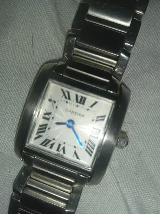 Reloj Cartier Tank Francés Plata y Blanco