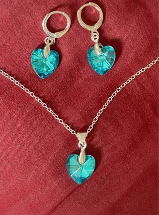 Conjunto Plata 925 Corazón Azul
