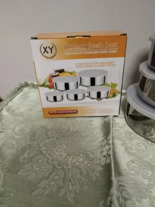 Set 10 Contenitori Acciaio Inox Coperchio Traspare