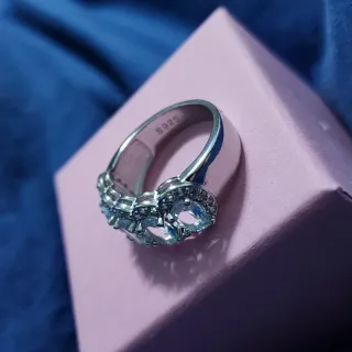 Anillo Plata con Piedras Azules Ovaladas