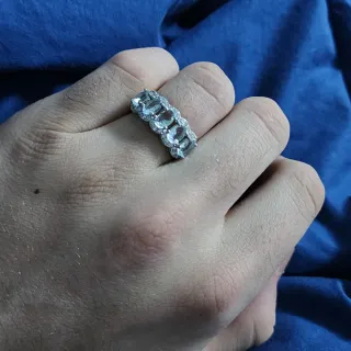 Anillo Plata con Piedras Azules Ovaladas