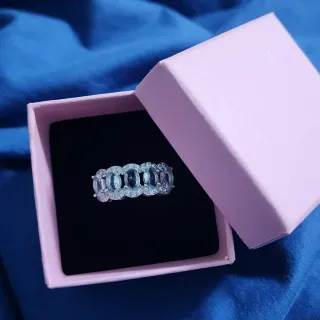 Anillo Plata con Piedras Azules Ovaladas