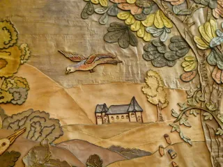 Tapiz de seda vintage neoclásico/ Art nouveau.