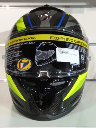 Casco Scorpion EXO-R1 EVO Carbon Air Azul/Amarillo