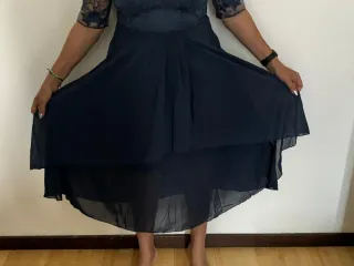 Vestido elegante encaje azul grisáceo XL