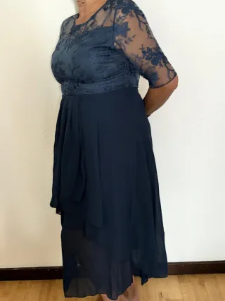 Vestido elegante encaje azul grisáceo XL
