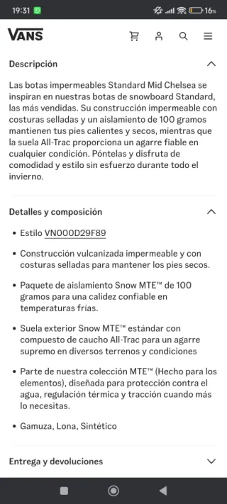 Botas Vans MTE Snow Apres Ski