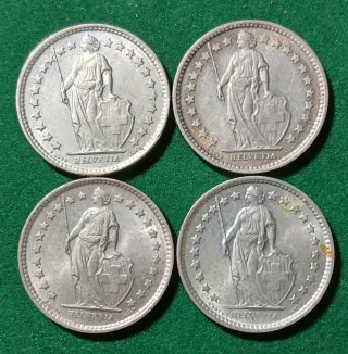 4 Monedas Plata Suiza 1/2 Fr.