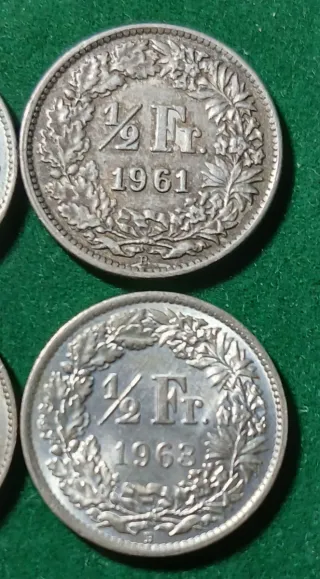 4 Monedas Plata Suiza 1/2 Fr.