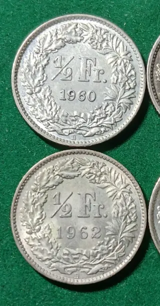 4 Monedas Plata Suiza 1/2 Fr.