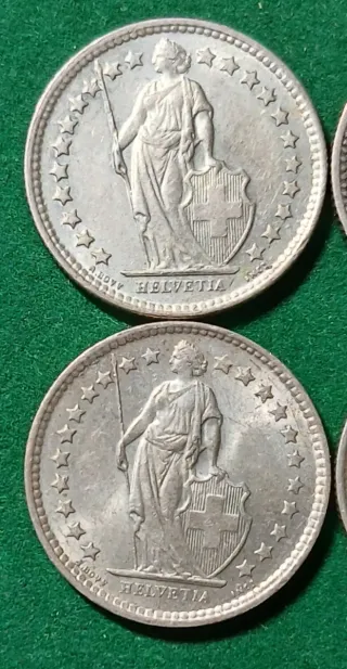 4 Monedas Plata Suiza 1/2 Fr.