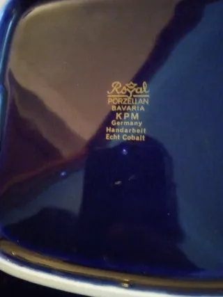 Plato Porcelana Royale Azul Dorado