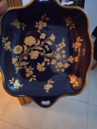 Plato Porcelana Royale Azul Dorado