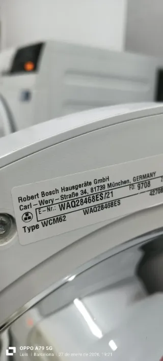 LAVADORA CARGA FRONTAL BOSCH 8 KG A+++  SERIE 6