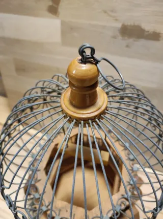 Jaula Decorativa Madera Olivo y Metal