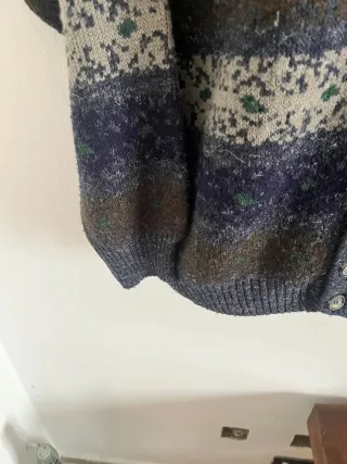 Cardigan Vintage Lana Unisex Blu/Marr