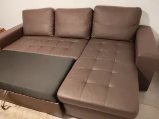 Sofá cama chaise longue marrón