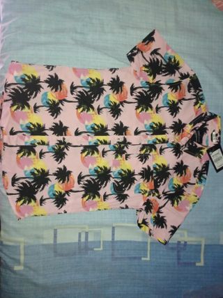 Camisa Green Coast Talla S Estampado Palmeras NUEV