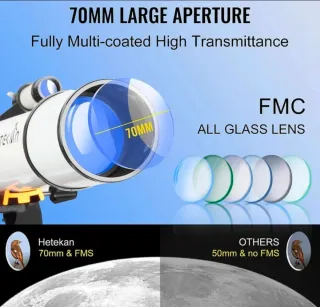 Telescopio astronomico HETEKAN 70700 prof con acc