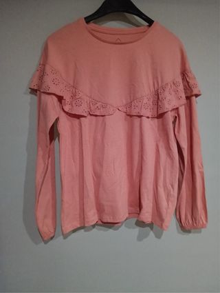 Camisa niña rosa volantes talla 9/10
