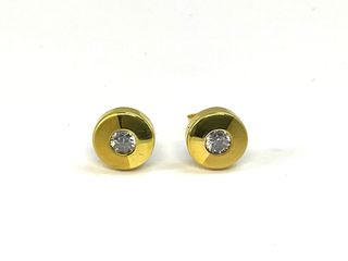 Pendientes oro 18k con piedra blanca