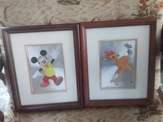 2 Cuadros Figuras Infantiles Metal y Madera