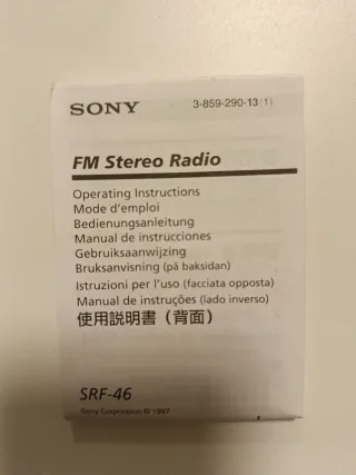 Radio Sony Walkman FM Stereo SRF-46