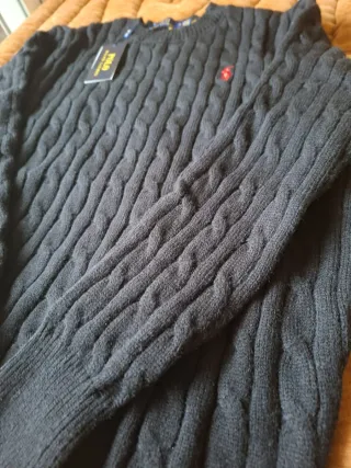 Jersey Polo Ralph Lauren Negro Cable Knit Talla M