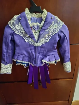 Corpiño de fallera niña morado y blanco