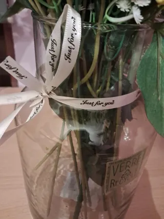 Jarrón de cristal reciclado decorativo