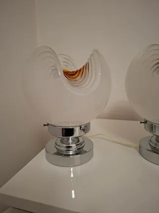 Coppia Lampade Vintage Vetro e Metallo