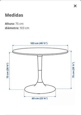 Mesa redonda IKEA DOCKSTA blanca y 4 sillas