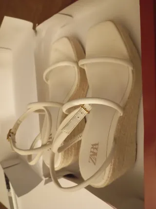 Sandalias Plataforma Zara Blancas