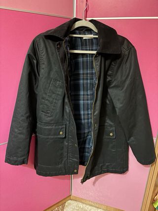 Parka Mango efecto encerado azul marino