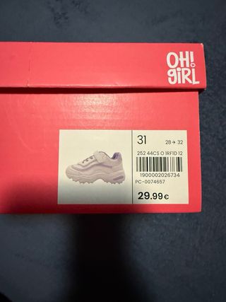 Zapatillas Niña Oh Girl Blancas y Moradas Talla 31