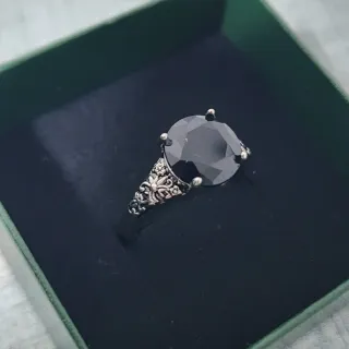 Anillo Plata con Piedra Negra