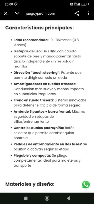 Silla Paseo Smart Trike STR3 6 en 1