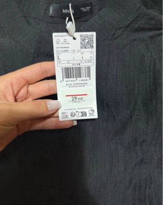 Blusa estilo japonésa Mango negra