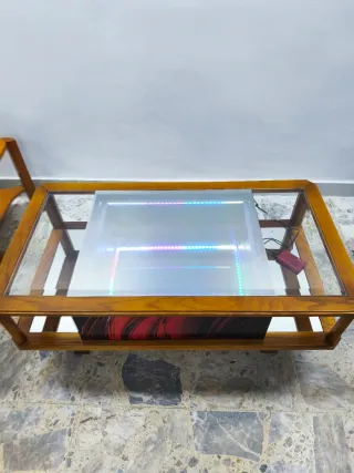 Mesa Roble LED RGB Ic 110x60x45 Batería de10000ah